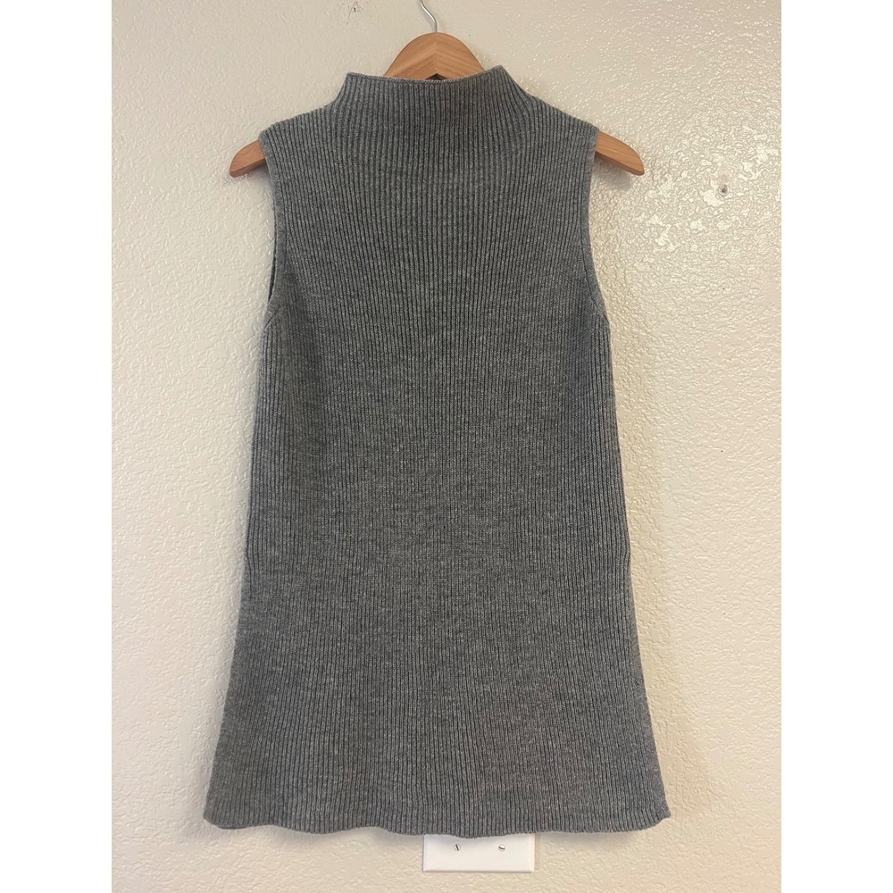 Dip Womens Grey Ribbed Mock Neck Sleeveless Knit Tunic Top Size Medium
